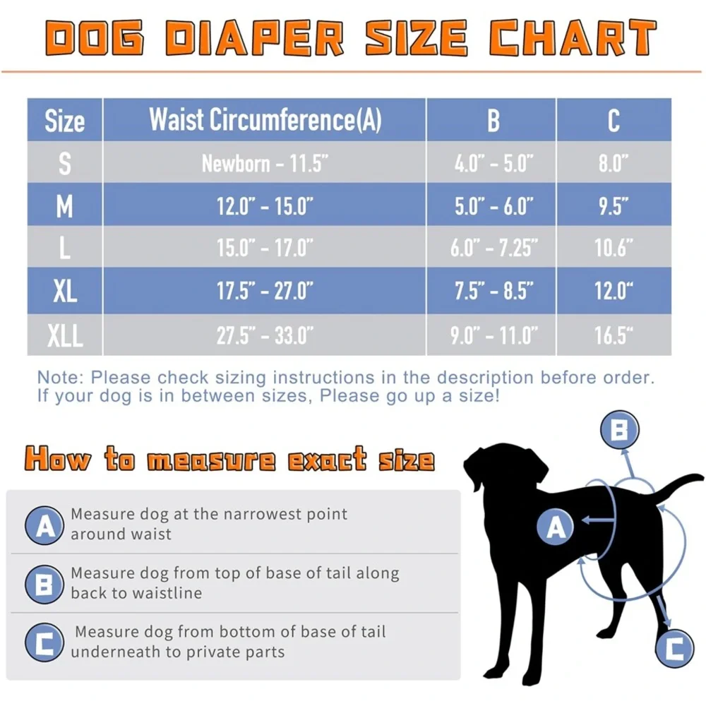Leekalos Reusable Washable Dog Diapers Female (3 Pack..(NWT)adjustable..large
